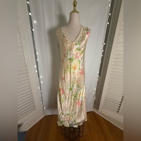 Oscar de la Renta Other - Oscar de la Renta Pink Label Satin Floral Nightgown Slip Dress Women’s S